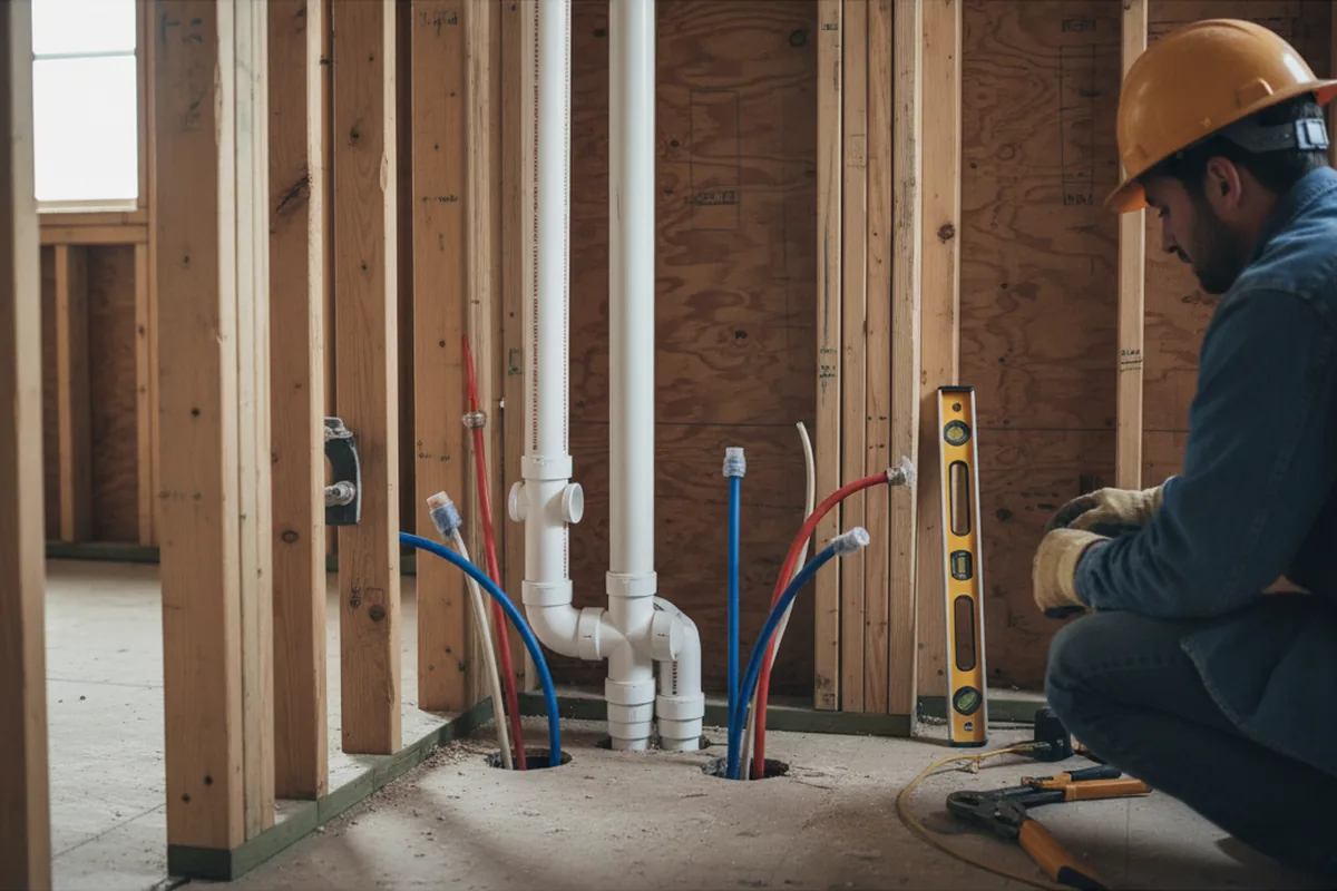 Drain and supply rough-in during Leak Detection in Redding