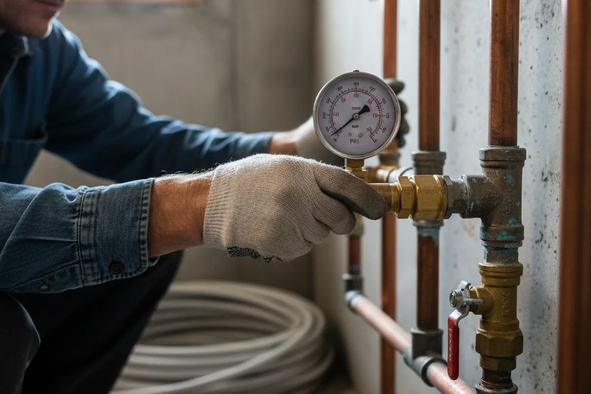 Pressure testing a repaired line during Water Line Repair in Redding